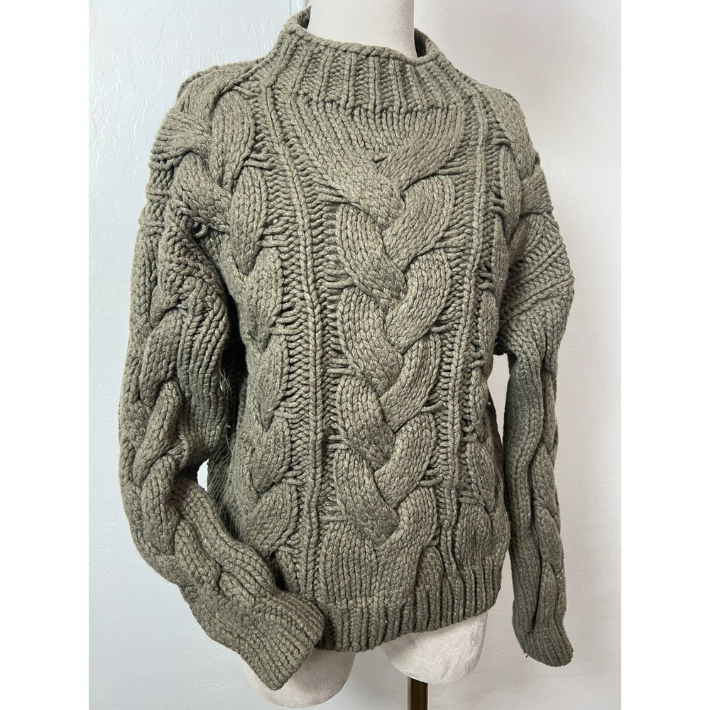Polo Ralph Lauren Wool Cashmere Chunky Cable Knit Sweater Taupe Brown Mens M - Picture 4 of 12